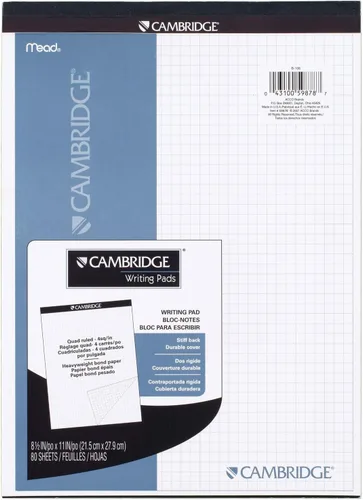 Vista 7 de Cambridge Cuaderno, cuádruple rayado, 8-1/2" x 11", 80 hojas, bloc de escritura, encuadernado (59878)