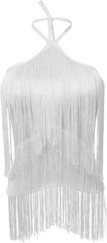 Vista 2 de XOWRTE Women's Sexy Hollowed Out Backless Crop Cami Top Halterneck Tassel Suspender Summer Girl Cocktail Party Vest Clubwear