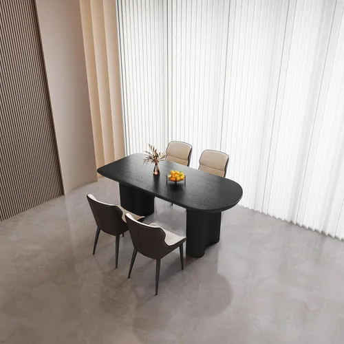 Vista 8 de Juego de mesa de comedor moderno de 63 pulgadas para 4, juego de Negro