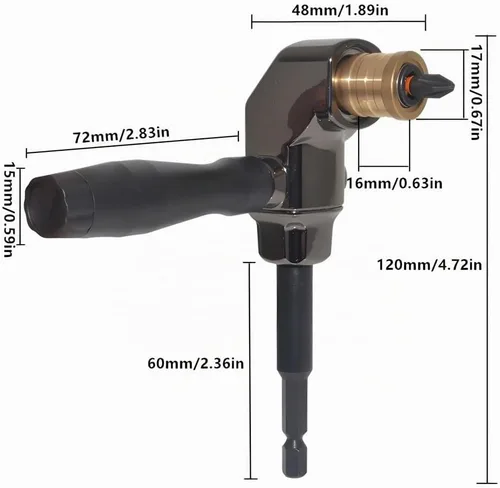 Vista 6 de Accesorio de taladro de ángulo recto, cuerpo de metal Adaptador