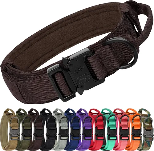 Vista 18 de Joytale Collar táctico para perro con asa, collar militar ajustable y resistente con 2 parches para entrenamiento, adecuado para perros medianos