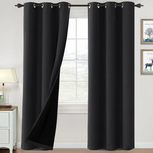 Vista 86 de H.VERSAILTEX Cortinas 100% de opacidad para dormitorio, con aislamiento térmico, cortinas opacas de 63 pulgadas de largo, cortinas de bloqueo