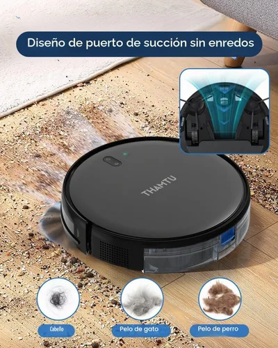 Vista 4 de Robot aspirador, súper delgado y potente robot de aspiración, aspiradora robótica de carga automática, limpia suelos duros para alfombras de pelo