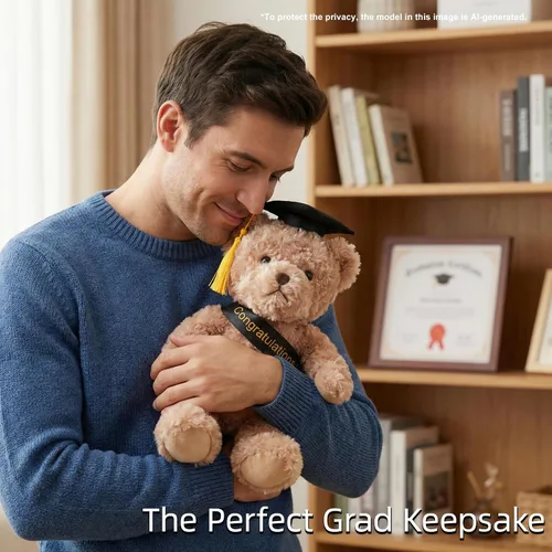 Vista 7 de WEIGEDU Oso de peluche de regalo de graduación con gorra, banda y diploma, regalo de graduación para niños, estudiantes, niños y niñas, 12 pulgadas