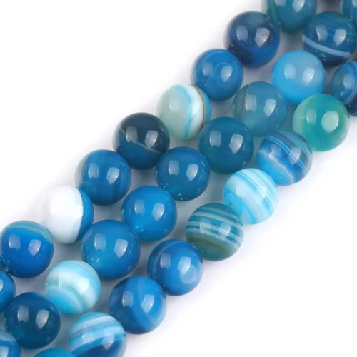 Vista 65 de GEM-Inside Cuentas Sueltas de Piedras Preciosas de Ágata Azul Bandeada Natural de 6mm Cuentas Redondas de Piedra de Energía para Hacer Joyas 15