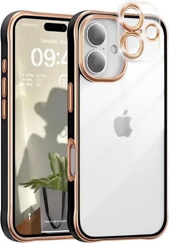Vista 2 de FABSPARK Funda para iPhone 16, transparente anti-amarilleo, negro