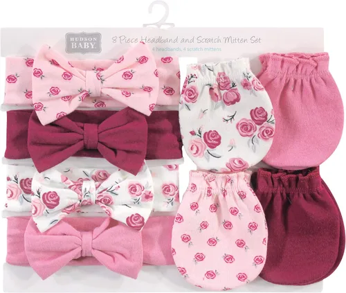 Vista 94 de Hudson Baby Conjunto de diadema de algodón y manoplas para rascar para bebé