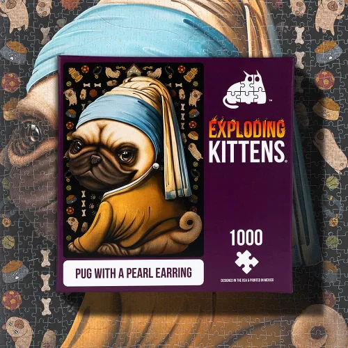 Vista 3 de Exploding Kittens - Rompecabezas de 1000 piezas para adultos, adolescentes y niños, rompecabezas de perro, divertido rompecabezas de arte
