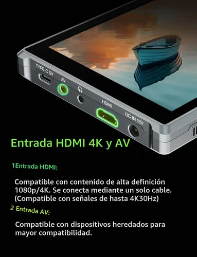 Vista 8 de FEEWLORLD FW759PRO 7 pulgadas 400nit pantalla táctil DSLR cámara monitor de campo