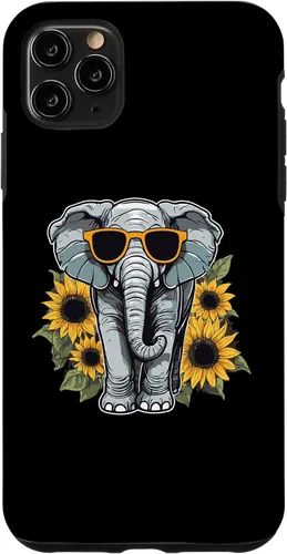 Vista 13 de Elephant with Sunglasses and Sunflowers Case for iPhone 16