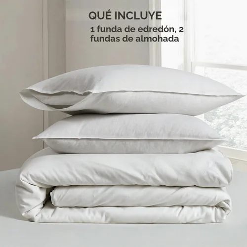 Vista 5 de DAPU - Juego de funda de edredón de lino, mezcla de lino y algodón francés natural suave y transpirable, 3 piezas - 1 funda de edredón y 2 fundas