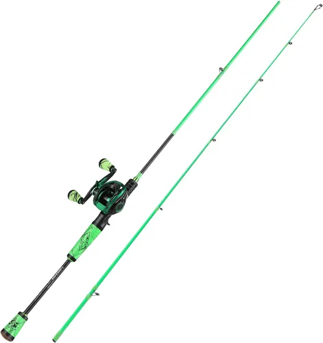 Vista 2 de One Bass Combo de Caña y Carrete de Pesca, Combo de Baitcasting Rápido Medio, Fibra de Carbono de 24 Toneladas, 2 Piezas de Cañas de Pescar