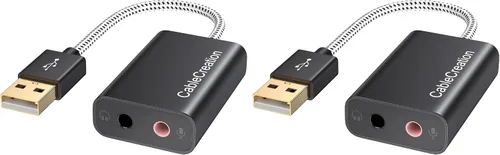 Vista 12 de CableCreation - Adaptador de audio USB con conector de 0.138 in, tarjeta de sonido estéreo externa USB con auriculares de 0.138 in y micrófono