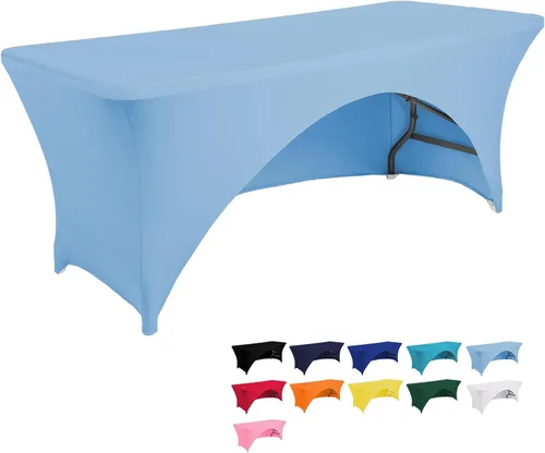 Vista 8 de Jeloris Mantel rectangular de elastano con parte trasera abierta (4 pies, verde) ajustado, lavable, sin arrugas, elástico y elástico para mesa