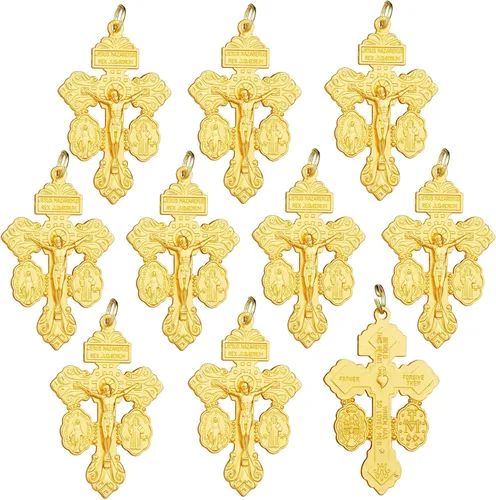 Vista 11 de Medalla milagrosa/San Benito/Crucifijo Crucifijo Colgantes para DIY Rosario Collar Joyería Fabricación de Cuentas de Oración