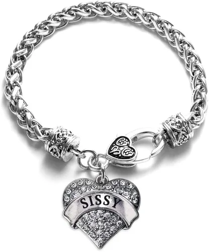 Vista 81 de Pulsera de plata con dije de corazón pavé con joyas de circonita cúbica