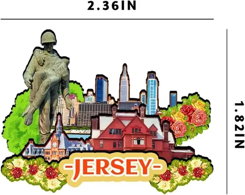 Vista 3 de Jersey City New Jersey USA - Imán de nevera, diseño de madera, recuerdos, colección creativa, hecho a mano, viajes, oficina, regalos de paisaje