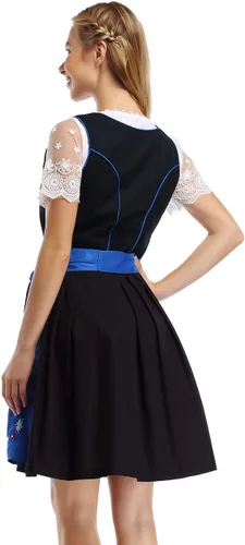 Vista 5 de GloryStar Vestido de cerveza de tirolesa alemana para mujer, disfraz de 3 piezas para el festival de carnaval bávaro del Oktoberfest 2 piezas - azul