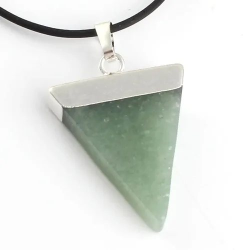 Vista 4 de Colgante de plata con amatista natural, cristal rosa, ágata ojo de tigre, triángulo, sahpe, sin cadena, para mujeres y hombres, joyería VE1YS