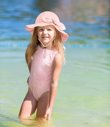 Vista 7 de Sombrero de sol para bebé niña con UPF 50+ sombrero de playa ajustable para exteriores con ala ancha