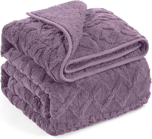 Vista 9 de Wemore Manta con peso de forro polar Sherpa para adulto, 10 libras de doble cara, acogedora y esponjosa, manta ultra mullida con parte superior
