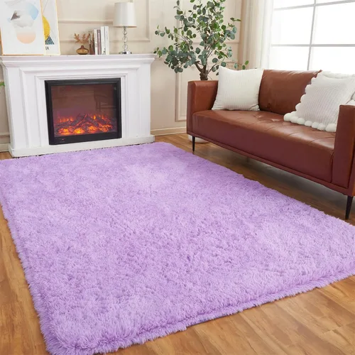 Vista 18 de AMTOVO - Alfombras peludas para sala de estar, alfombra grande de 5 x 7 pies, rosada, esponjosa, de liquidación, alfombra para dormitorio, alfombra