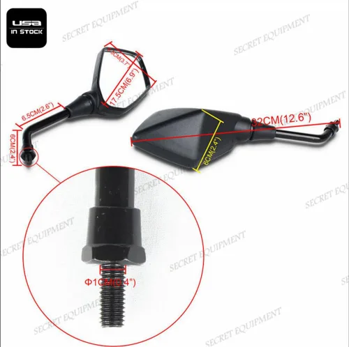 Vista 8 de semt- motocicleta negro izquierda y derecha Retrovisor Espejos para Kawasaki Z1000 Z750 KLE VERSYS 650 ZRX1100 ZRX1200 er6b/ER-6 N Zephyr 1100/750