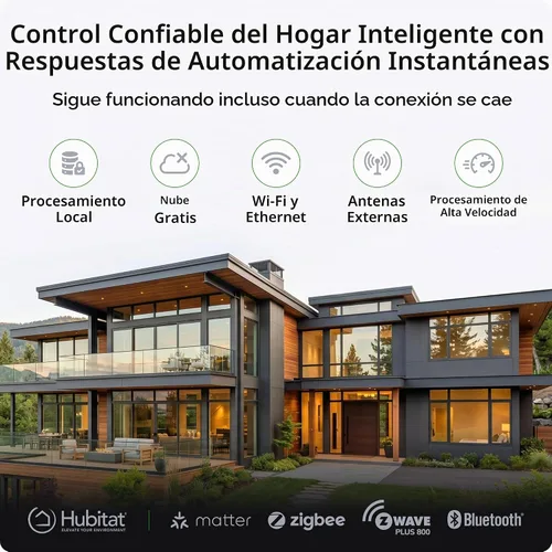 Vista 3 de Hubitat Elevation C‑8 Pro Smart Home Hub, control local y automatizaciones Works with Ring, Alexa, Google Home, Apple HomeKit, Compatible with