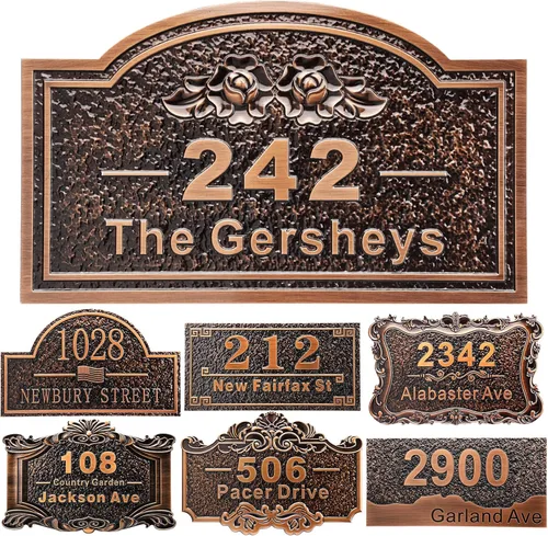 Vista 17 de Placa personalizada de dirección de casa de 12 pulgadas, números fundidos para exteriores, placa de señal de dirección personalizada con nombre
