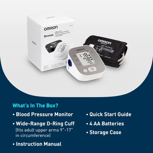 Vista 6 de OMRON Monitor de Presión Arterial Bronze para Uso Doméstico y Brazalete de Presión Arterial para Brazo Superior - Marca #1 Recomendada por Médicos