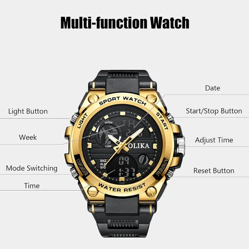 Vista 3 de RORIOS Reloj deportivo digital para hombre, multifunción, con temporizador de alarma, relojes militares, relojes de pulsera luminosos para niños