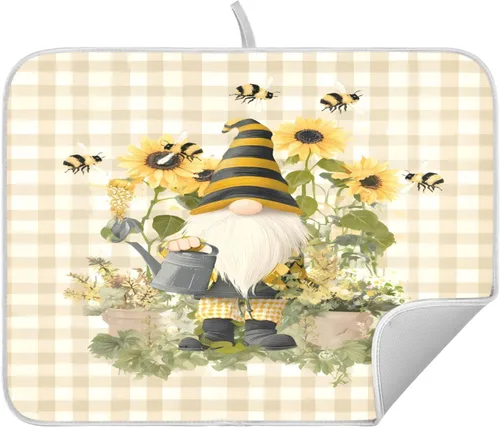 Vista 42 de Tapete de secado de platos de hojas de otoño y girasol, almohadilla absorbente de secado rápido, protector para encimera de cocina, 16 x 18 pulgadas