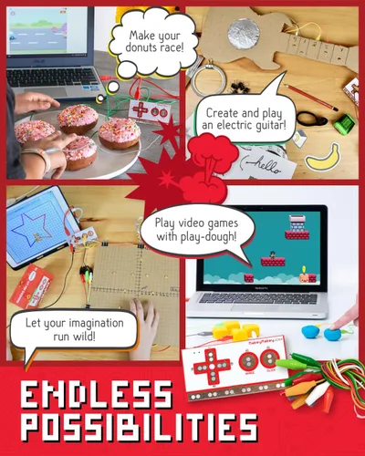 Vista 4 de Kit STEM Makey Makey de Joylabz, Kits Científicos Educativos, Miles de Actividades de Ingeniería y Programación de Computadoras, Diversión Práctica