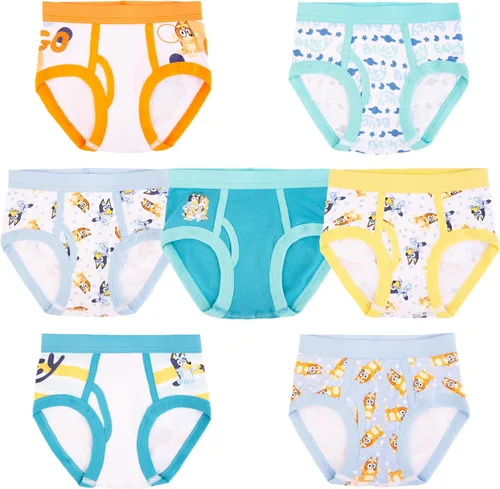 Vista 2 de Bluey Calzoncillos para niños de 100% Algodón Peinados, Tallas 18m, 2/3t, 4t, 4, 6 y 8 Paquete de 7 Bluey