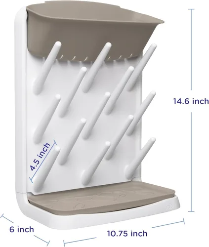 Vista 10 de Ubbi Estante de secado vertical para biberones, estante de secado para encimera que ahorra espacio, accesorio para bebés, gris pardo (paquete de 6)