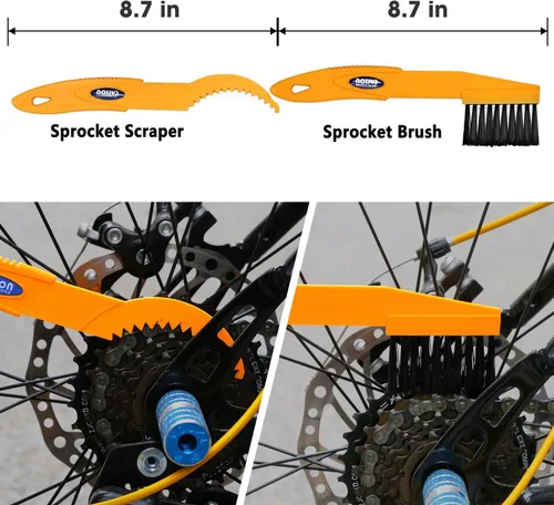 Vista 5 de Juego de herramientas de limpieza de bicicletas de 7 piezas, kit de cepillo limpio para bicicleta, adecuado para montaña, carretera, ciudad