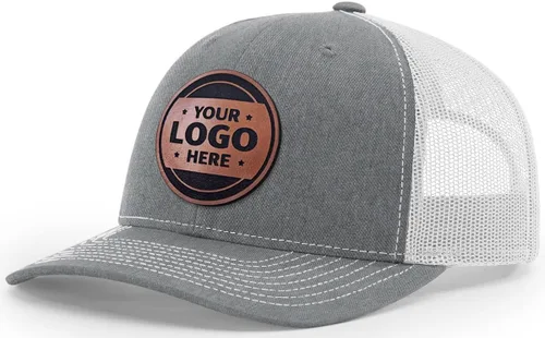 Vista 42 de Sombrero de parche de cuero de camionero personalizado grabado con láser
