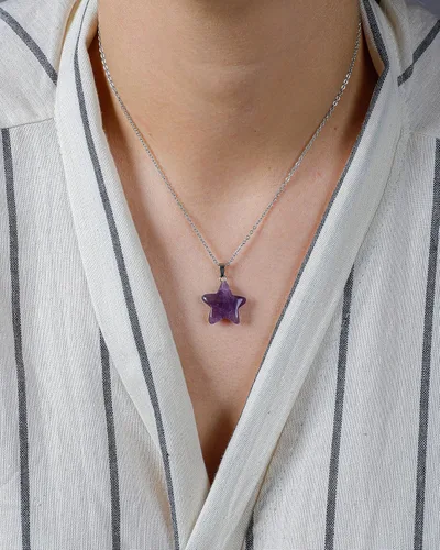 Vista 2 de Collar con colgante de estrella de piedra natural con cristales curativos, colgante de estrella de piedra natural, Piedra, No es una piedra preciosa