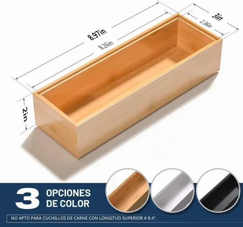 Vista 4 de VeyFey Bandeja de cubiertos para cajón, organizador apilable de bambú para cajones de cocina, 9 x 3 x 2 pulgadas, juego de 2