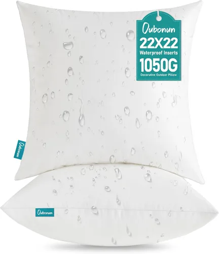 Vista 15 de Oubonun - Juego de 2 almohadas lumbares impermeables para exteriores, 12 x Almohada para exteriores con capa de TPU resistente al agua, cojín