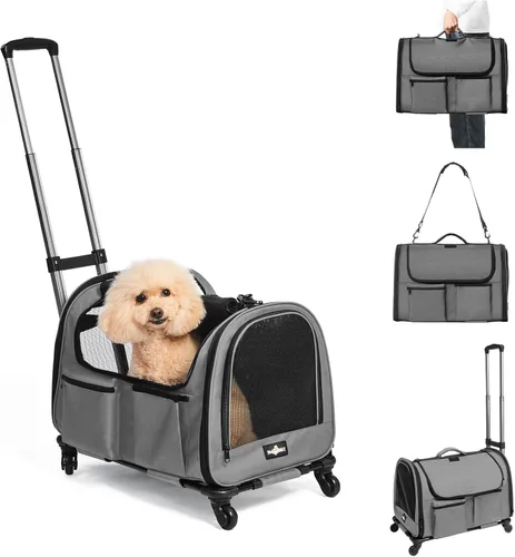 Vista 9 de Paw Ballet Transportador de mascotas con ruedas, jaula duradera para gatos aprobada por aerolíneas, transportador plegable para perros, bolsa