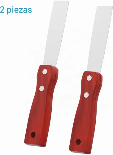 Vista 3 de Cuchillo de masilla, 2 herramientas raspadoras de acero inoxidable de 1 pulgada, cuchillos de metal con mango de madera para paneles de yeso