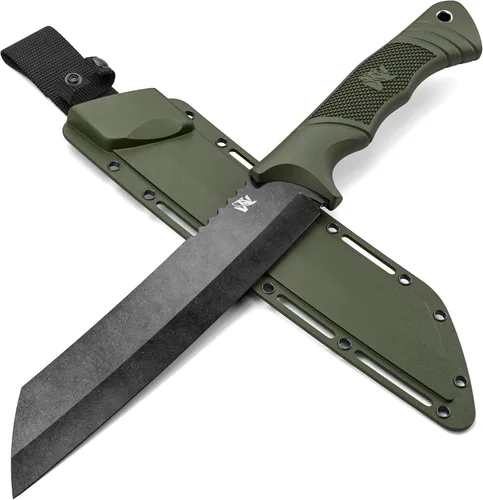 Vista 9 de ODENWOLF W Machete – Machete de supervivencia de espiga completa con funda – Cuchillo machete fuerte de acero D2 para cortar árboles, para trabajo