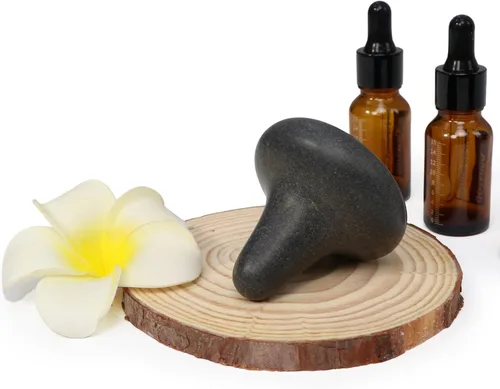 Vista 3 de Master Massage Kit de piedra de masaje caliente de basalto en forma de hongo con punto de gatillo, punto de presión y herramientas de acupresión