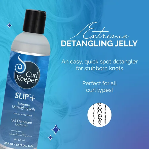 Vista 2 de Curl Keeper Slip Plus Gel desenredante extremo para cabello rizado, 12 onzas líquidas, gel desenredante y acondicionador sin enjuague para hombres