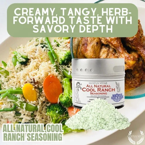 Vista 7 de All Natural Cool Ranch Seasoning - Auténtica mezcla de especias gourmet artesanales - Sin OMG - 2 oz - Lote pequeño - Lata magnética - Gustus Vitae