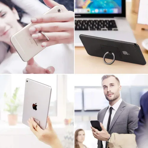 Vista 7 de Soporte de anillo para teléfono celular, lazo de agarre transparente para dedos, rotación de 360 grados, soporte para anillo de dedo