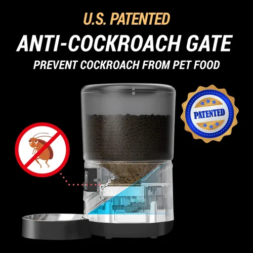 Vista 7 de Alimentador para gatos dispensador automático de alimentos para gatos y mascotas Diseño patentado anti-cucarachas fácil de limpiar