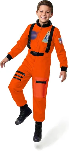Vista 5 de Disfraz de astronauta para niños de piloto espacial para niños pequeños, disfraces de cumpleaños de Halloween Azul