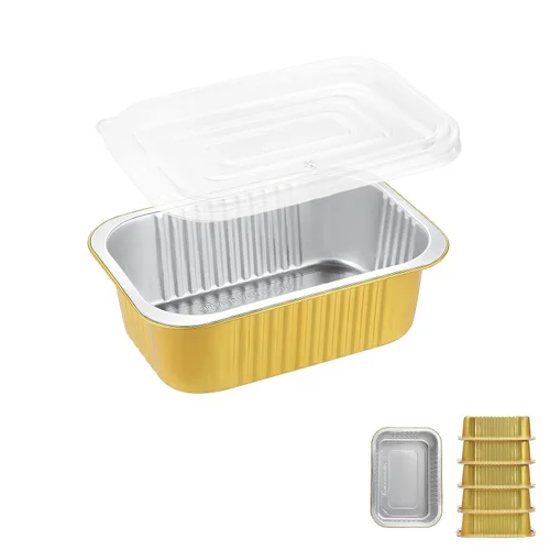 Vista 12 de Sartenes de papel de aluminio poco profundas de 20 onzas con tapas a presión, paquete de 5